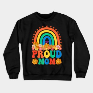Proud Mom Groovy LGBTQ Mom Crewneck Sweatshirt
